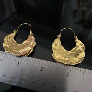 Gold Hoop Earrings with Textured Surface